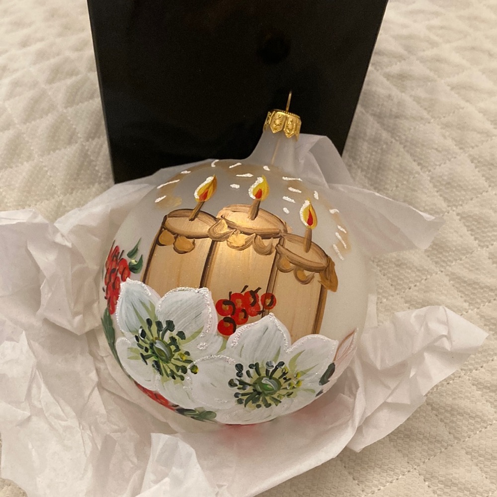Hand blown, hand painted ornament